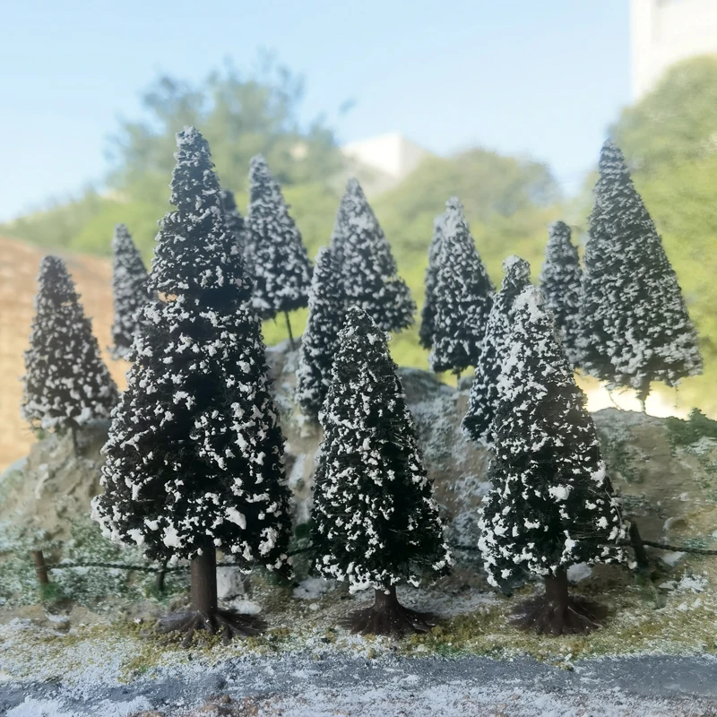 Artificial Cedar Pine Tree Modelo, Decoração DIY de Natal, Cena De Neve, Material De Mesa De Areia, Layout De Trem, Diorama Acessórios, Inverno, 5Pcs