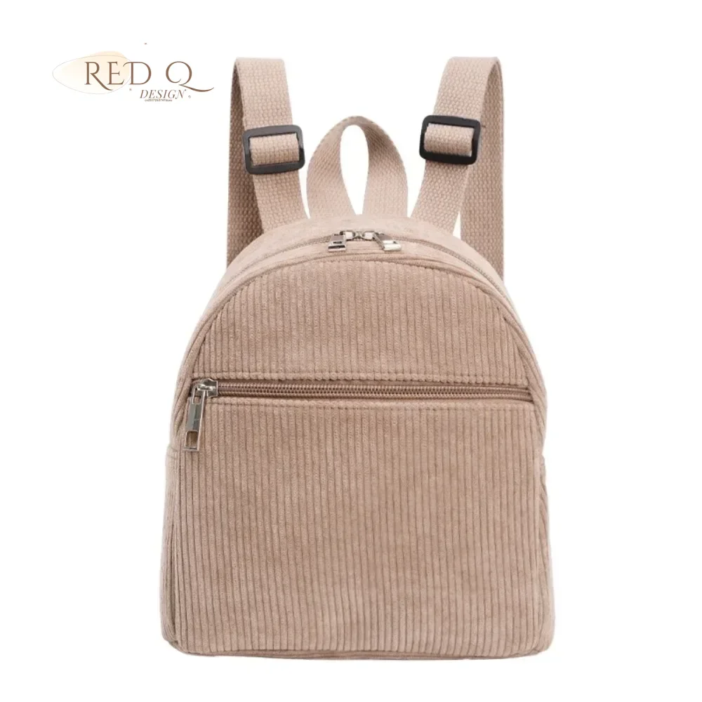 Mini Backpack Corduroy Backpack Purse Casual Small Daypack for Women Travel Satchel Rucksack Cute Solid Shoulder Bag