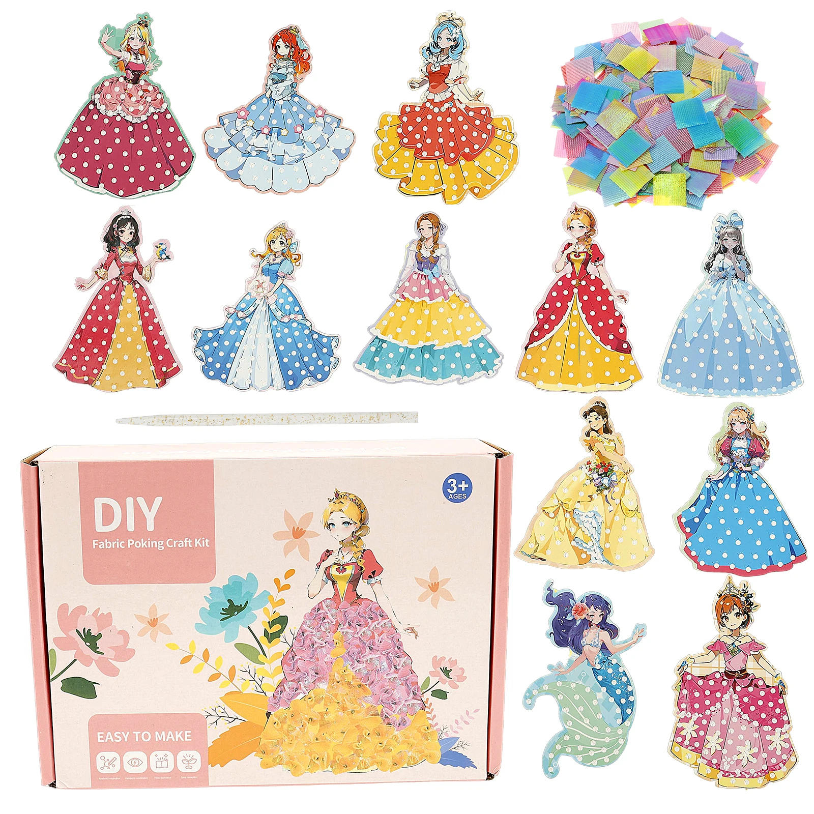 Creative Princess Poke in Fun Art Handcraft Kit Safety EVA DIY Fashion Princess Dress Up Game Puncture Toys Presents for Girls