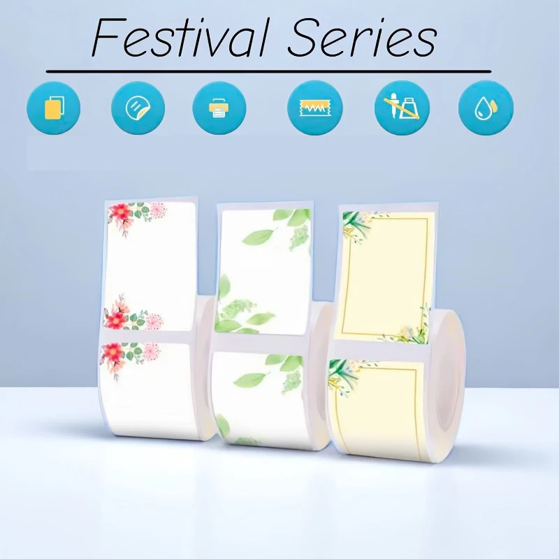 

1 Roll/100 Sheets Colorful Pattern Thermal Paper Compatible with M110/M221/M220/M120/M200/Marklife P50 for Barcode, Address,