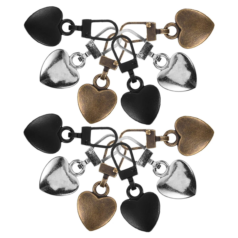 

12Pcs Zipper Pulls Metal Heart Shaped Detachable Replacement for Clothes Bags Shoes Luggage Decorative Fastener
