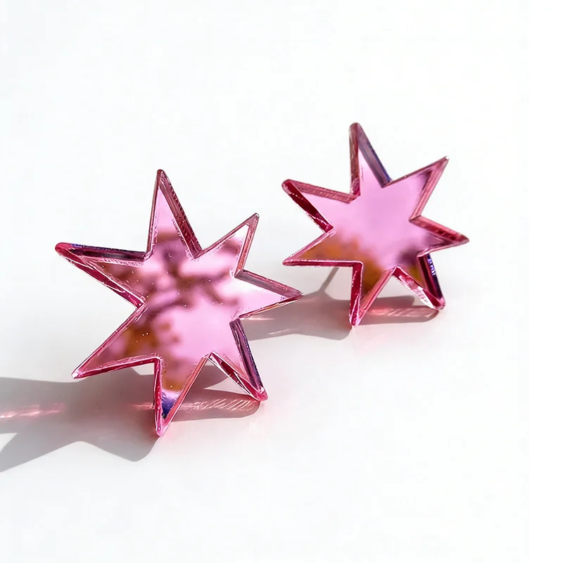 Fashion Jewelry Hot Pink Star Earrings For Women Acrylic Stud Earrings Aesthetic Jewelry Accessories