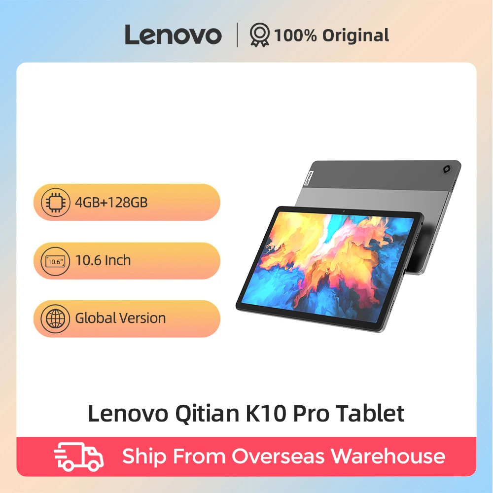 Original Lenovo Qitian K10 Pro TB223FC Tablet Pad Global Version 4GB+128GB 10.6'' 60Hz Display MediaTek G80 8 Core Max 1.8GHz