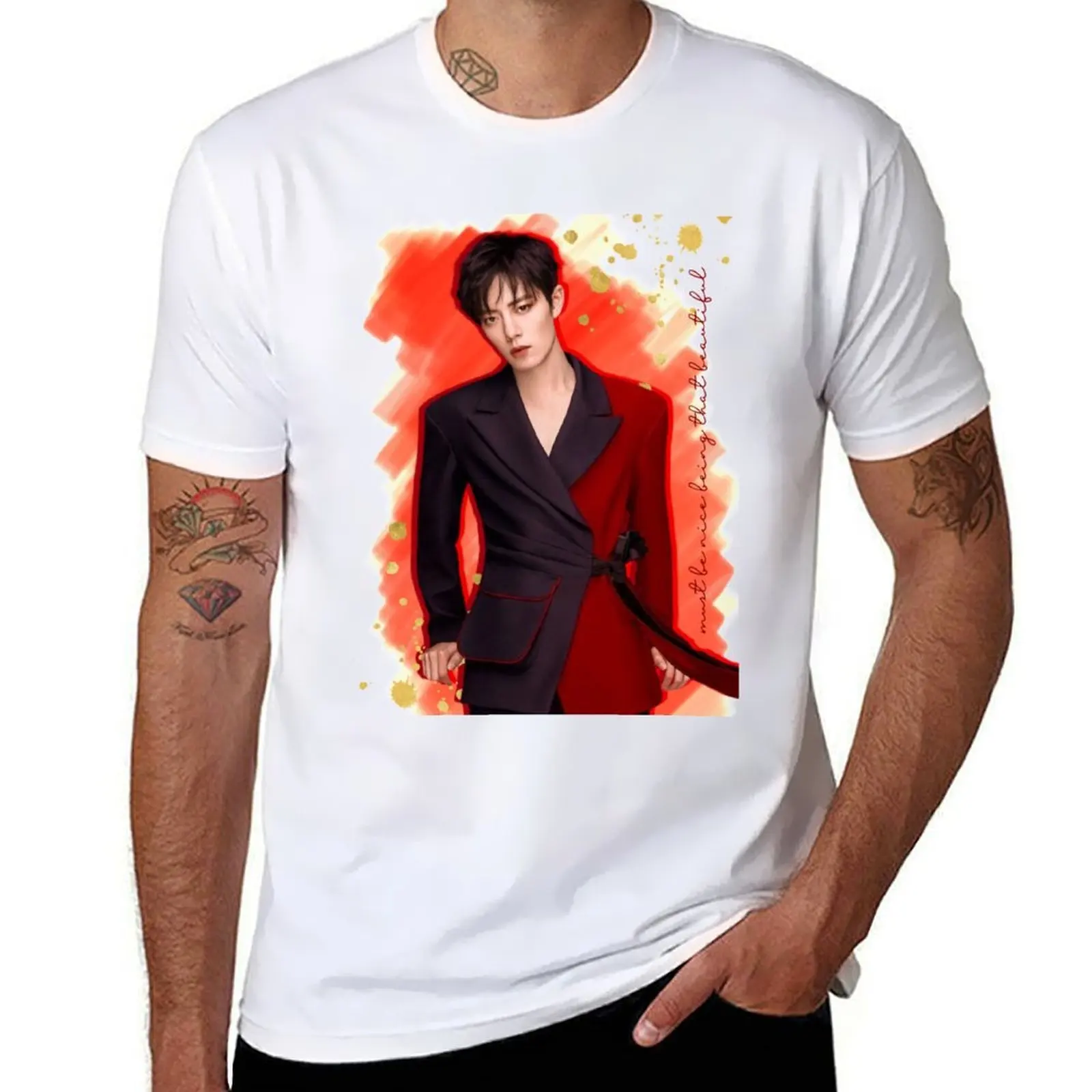 

Xiao Zhan T-Shirt t shirt for man 100 percent cotton black cotton t-shirt plain for man package T-Shirt