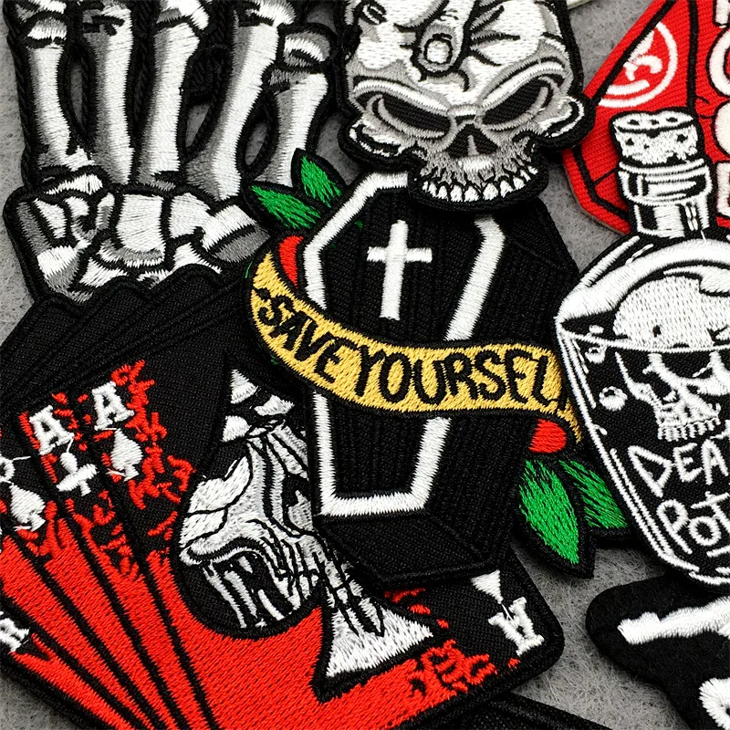 25PCS/Lot Embroidery Patches Punk Clothes Stickers DIY Iron on Patches for Clothing Appliques Jacket Jeans Stripes