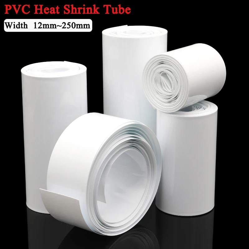 

1m~20m PVC Heat Shrink Tube 18650 Lipo Battery Pack 12mm ~ 250mm Insulated Protection Film Wrap lithium Case Cable Sleeve White