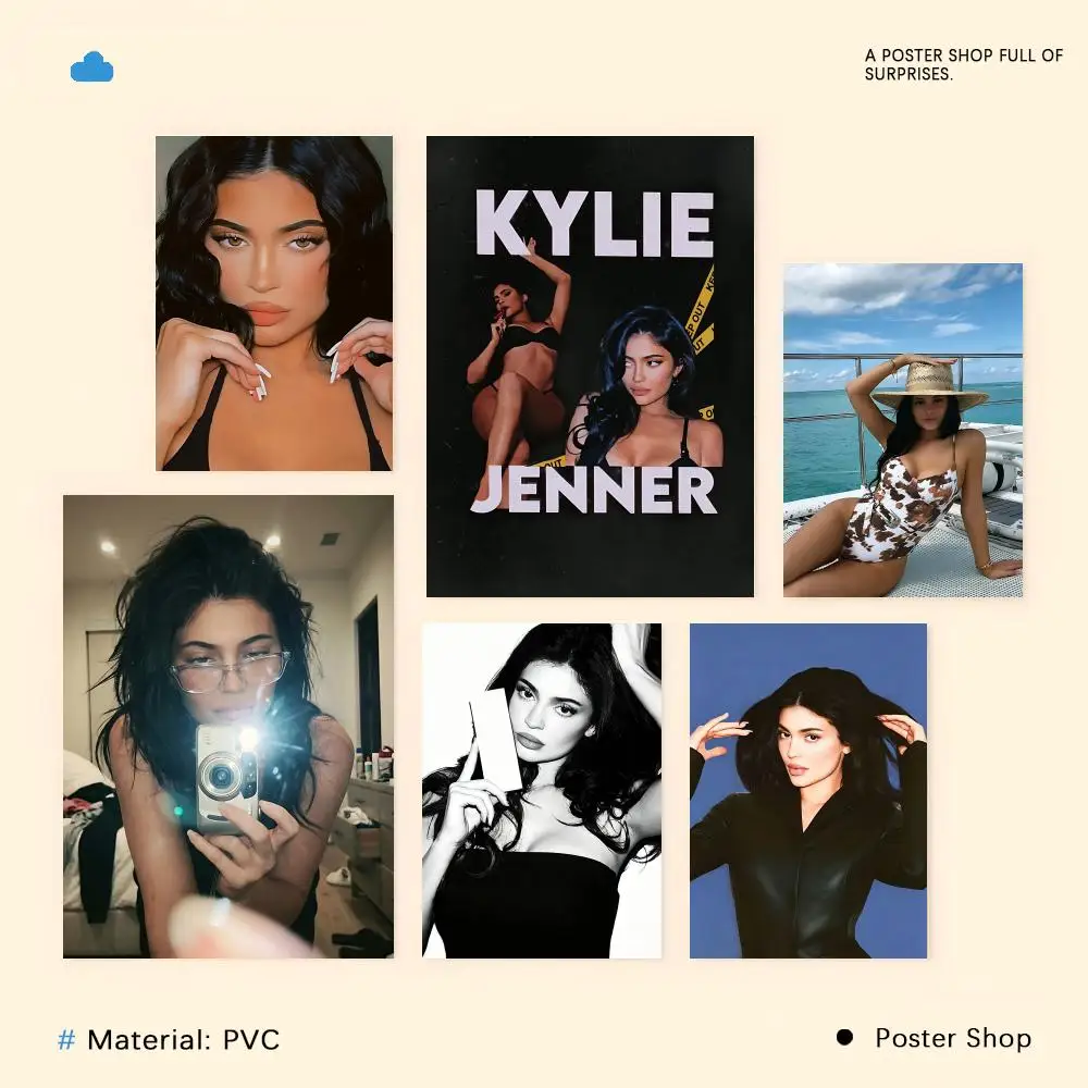 Pôster de celebridades k-kylie j-jenner, pôster à prova d'água, arte de parede hd, decalque autoadesivo, decoração estética para casa e sala de estar