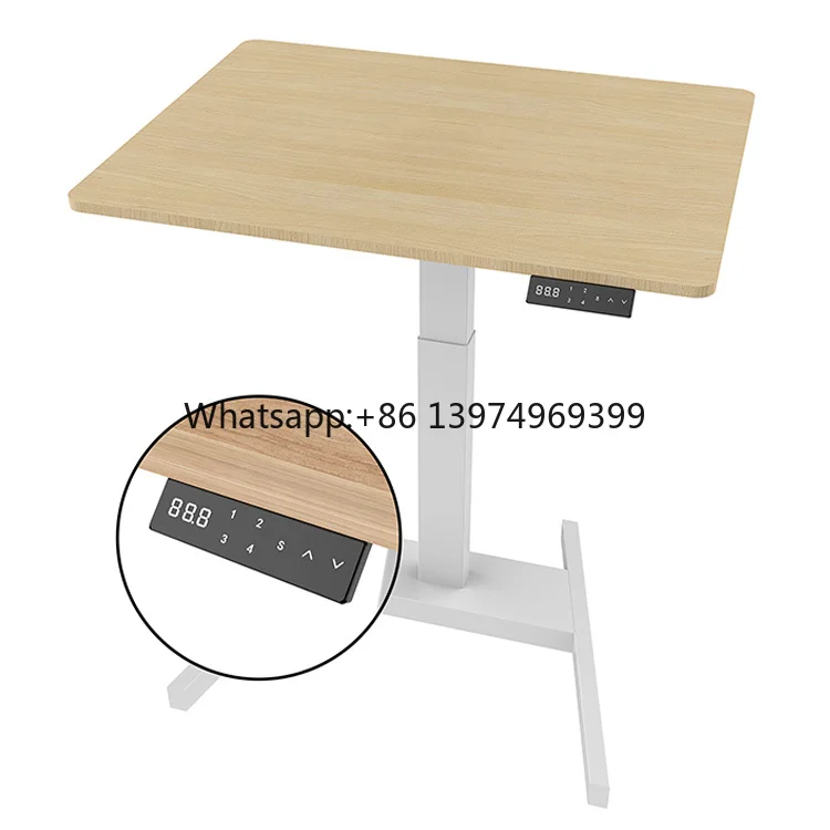 New Design Electric Height Adjustable Single Leg One Motor Desk Movable Coffee Table With Wheels