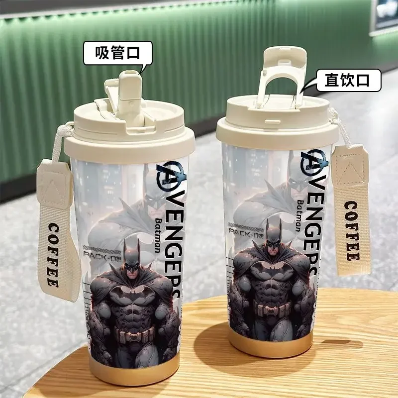 Marvel Hulk Iron Man Spiderman Peripheral Movies Dormitory Office Coffee Cup Fashion 316 Stainless Steel Insulated Straw Cup