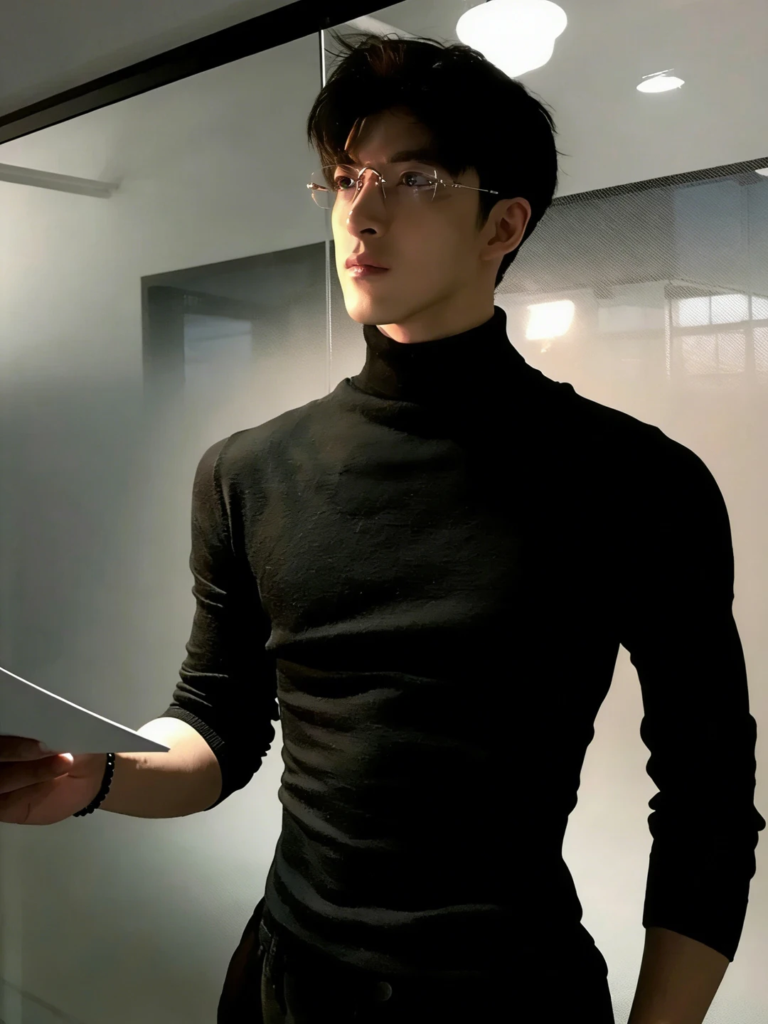 

Мужской утепленный свитер с высоким воротником и флисовой подкладкой, приталенный, зимний, теплый, с длинным рукавом, повседневный, базовый слой, однотонный