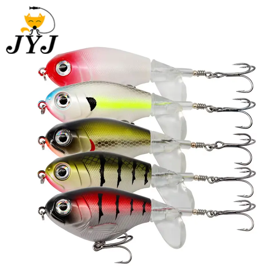 JYJ 7.5cm 15g Bass Whopper Plopper Trolling lure crankbait far casting surface with Rotating Tail Fishing Tackle minnow Bait