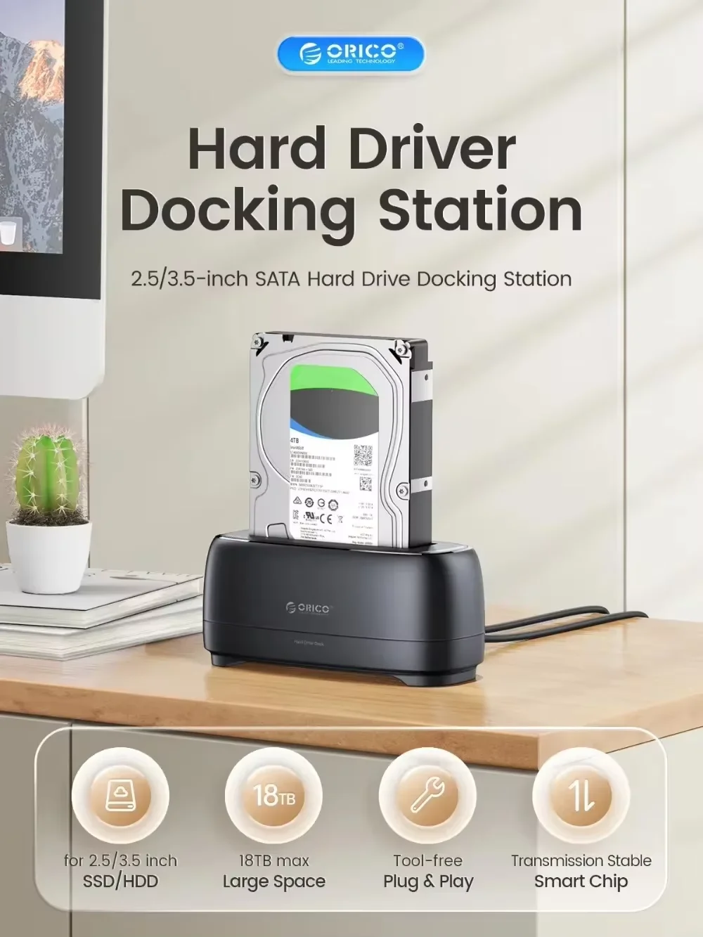 ORICO 2.5/3.5 Inch External Hard Drive Enclosure SATA To USB3.0 Type-C HDD Docking Station for 2.5 3.5 SSD Disk Case HDD Dock