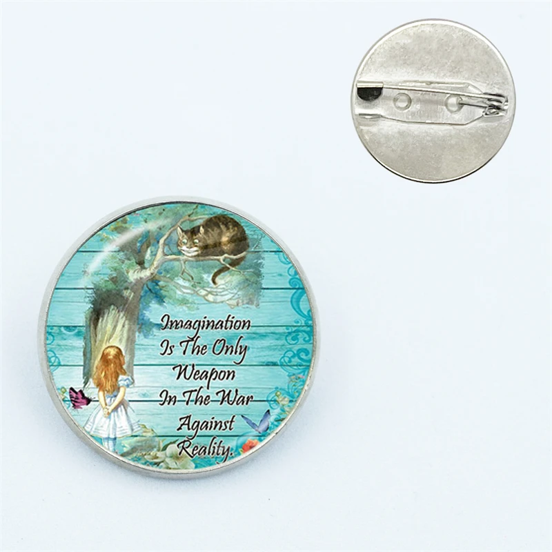 Alice In Wonderland Wonderland Garden Pin Glass Dome Brooches Shirt Lapel Bag Cute Badge Cartoon Jewelry Gift for Friends view 4