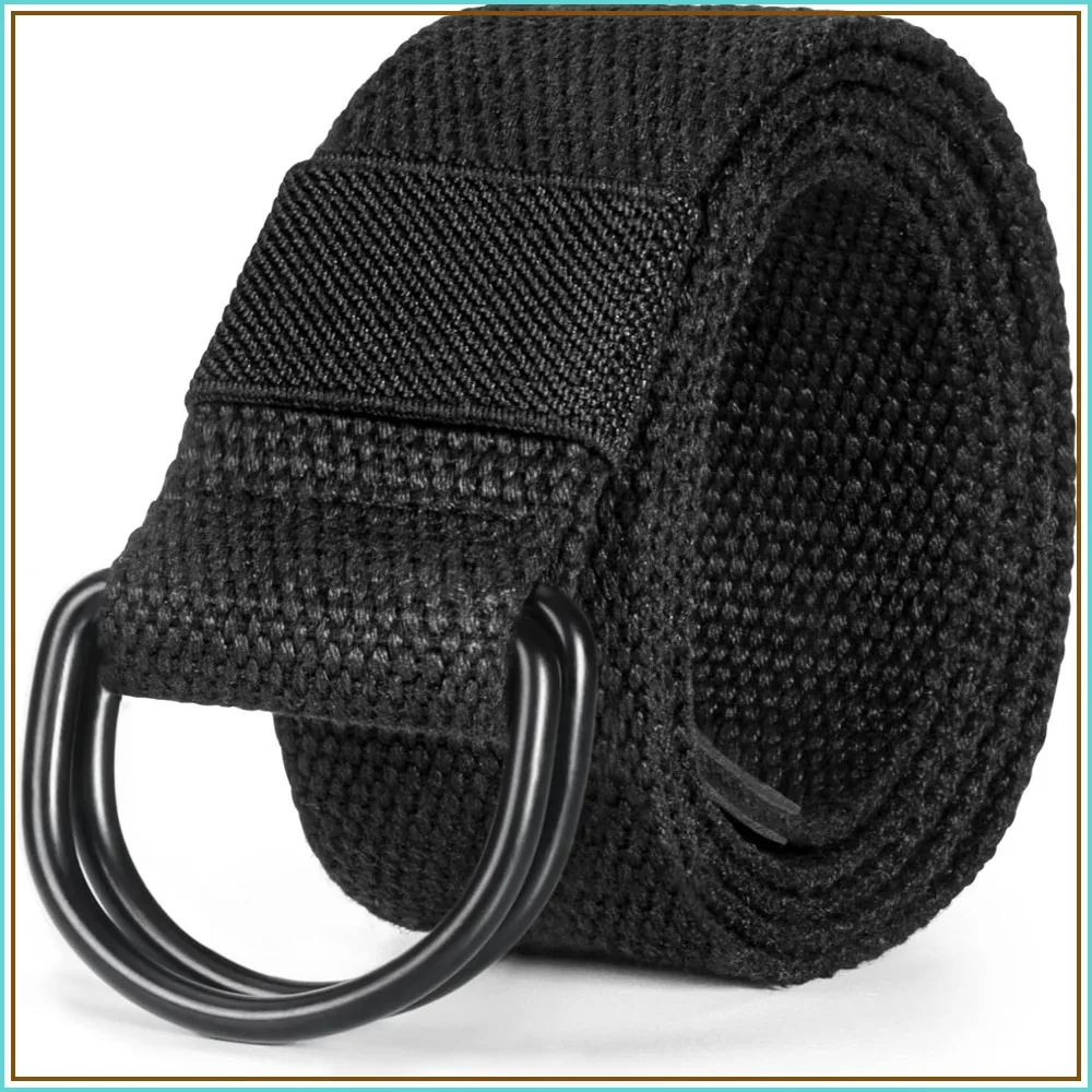 

Canvas Belt with Black D-ring Buckle 1 1/2" Wide Solid Color Fabric Belt for Men and Women