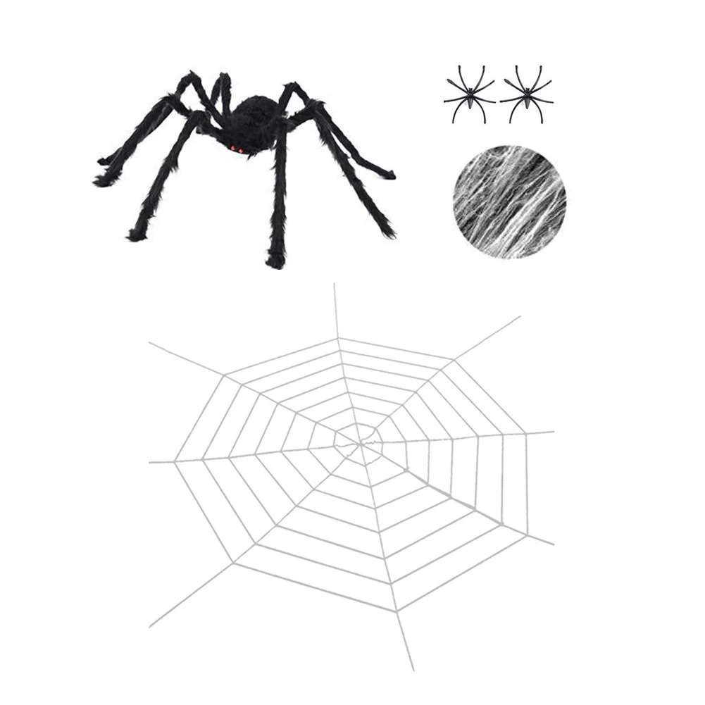 Outdoor Patio Decorated With Large Spiders Scary Spider Costume For Halloween Terrible Decorations For Easter Holiday Party Toy