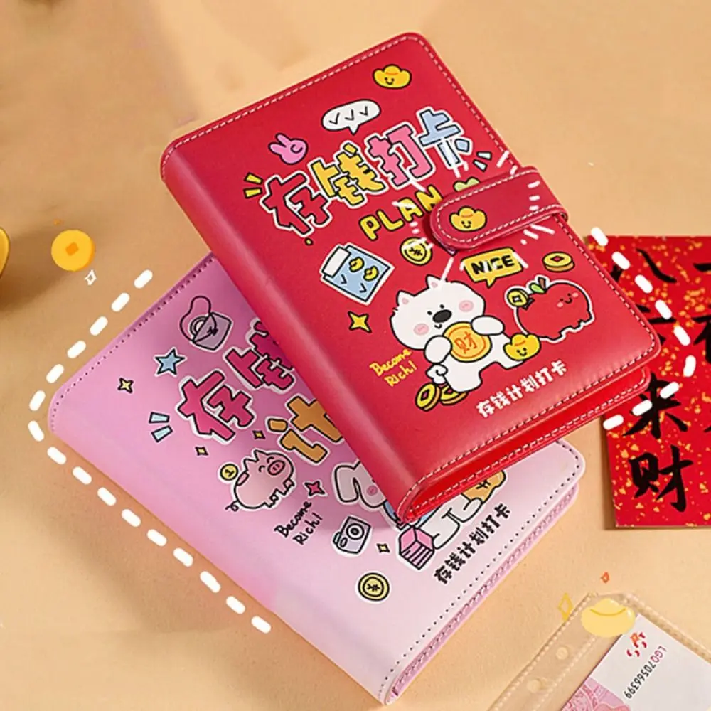 Easy To Use Wallet Storage Saving Money Binder Handbook PU Leather Planner Organizer 50Sheets Cash Envelopes Account Book Family