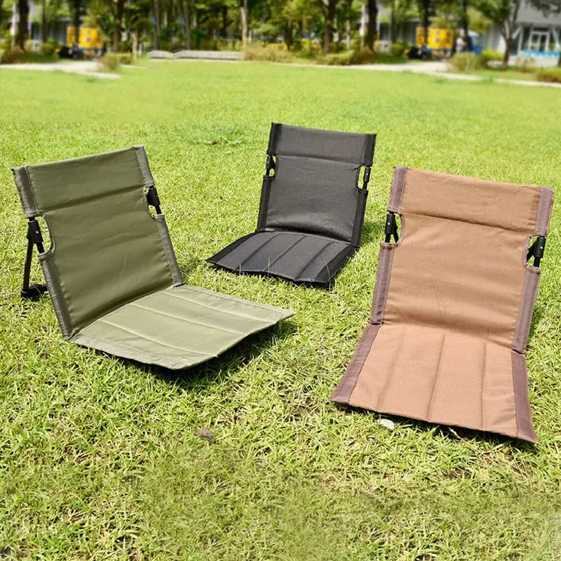 

Folding Beach Chair Portable Lazy Chair for Garden Lawn Lounge Chair with Backrest and Seat Cushion Foldable Mat for Outdoor