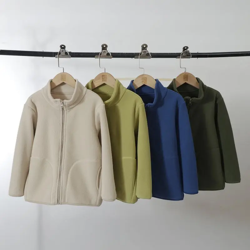 

Children Fleece Zipper Jackets Autumn Coat Boys Girls Winter Thermal Velvet Outerwear Casual Sweatshirts Soft Thick Sportswear