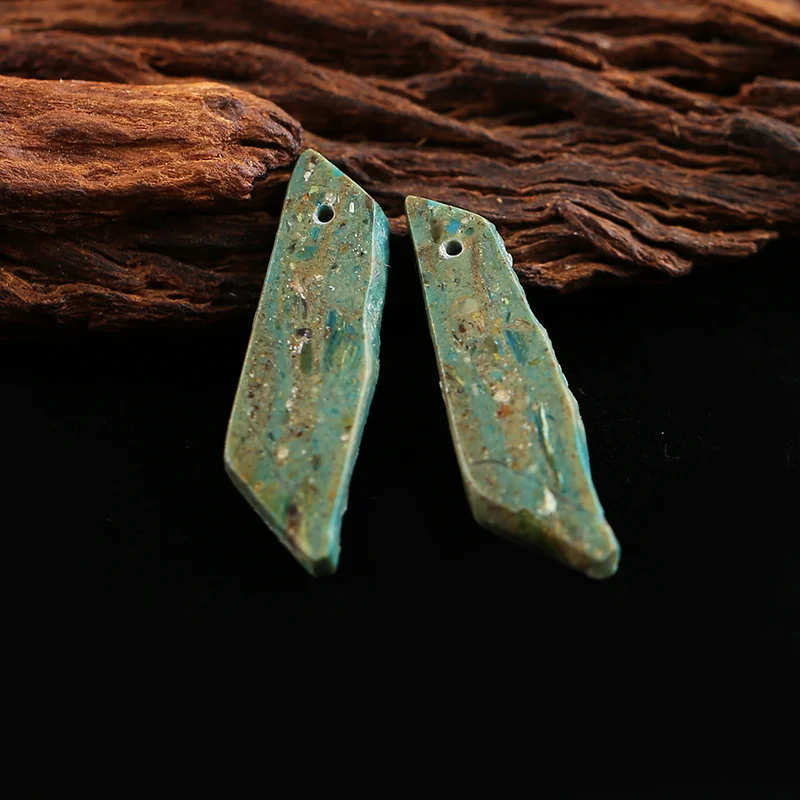 

Natural Stone Blue Opal Nugget Earring Beads,Fashion Jewelry DIY Gemstone Earrings Accessories For Women 32x18x1mm 5g