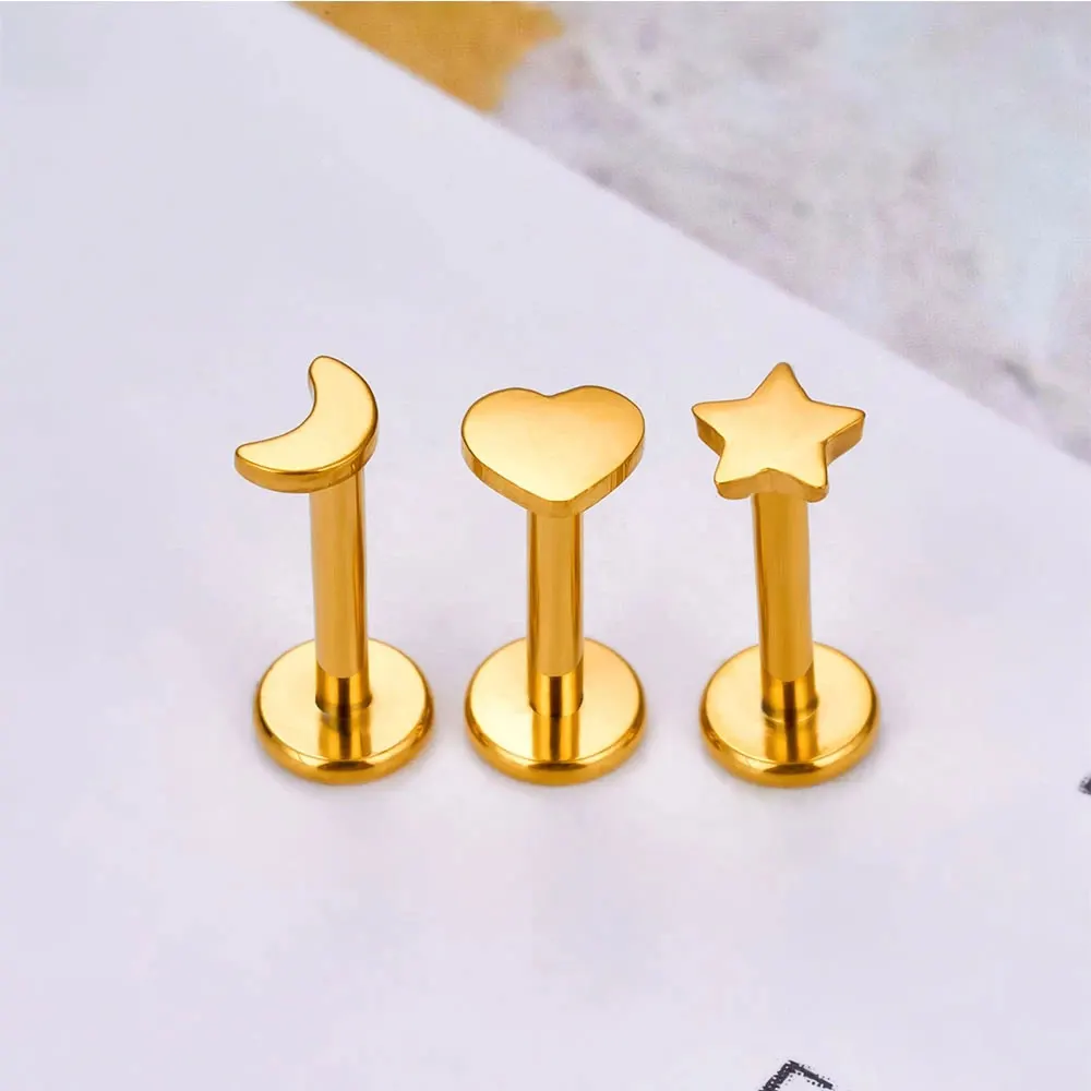 5 pz/lotto Lover Gift ASTM F136 Titanium 16G cartilagine Tragus orecchini Ear Lip Helix Studs lingua Nail Body Piercing Jewelry