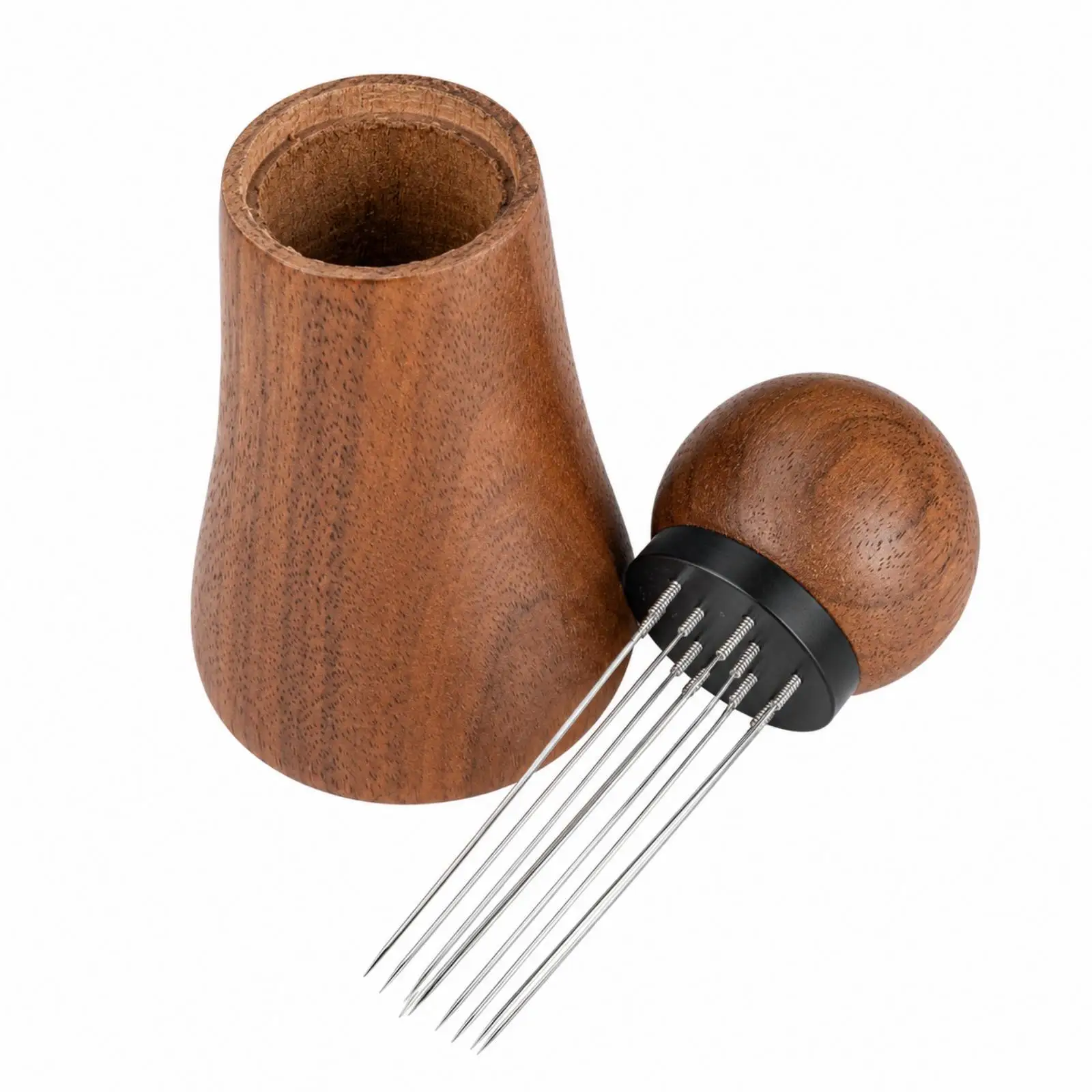 Walnut Handle Coffee Distributor Stirrer Espresso WDT Tool Stainless Steel Pin Coffee Dosing Funnel for Barista Accessories