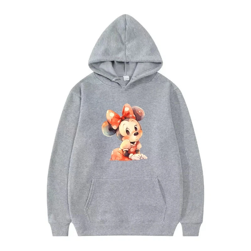 Disney Minnie Mouse Patroon Vrouw Zwart Sping Losse Tops Mode Kawaii Kleding Truien Dames Goedkope Y2k Hoodies Sweatshirts
