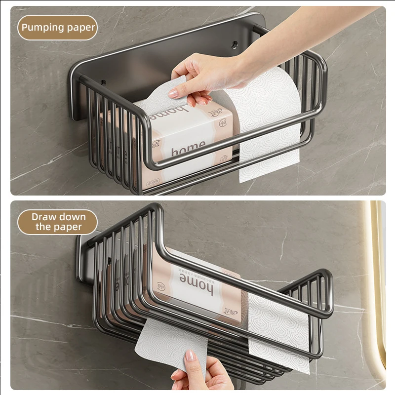 

Aluminum Shower Shelf Bathroom Organizer Bathroom Paper Towel Rack Punch-Free Toilet Paper Storage Rack Accessories