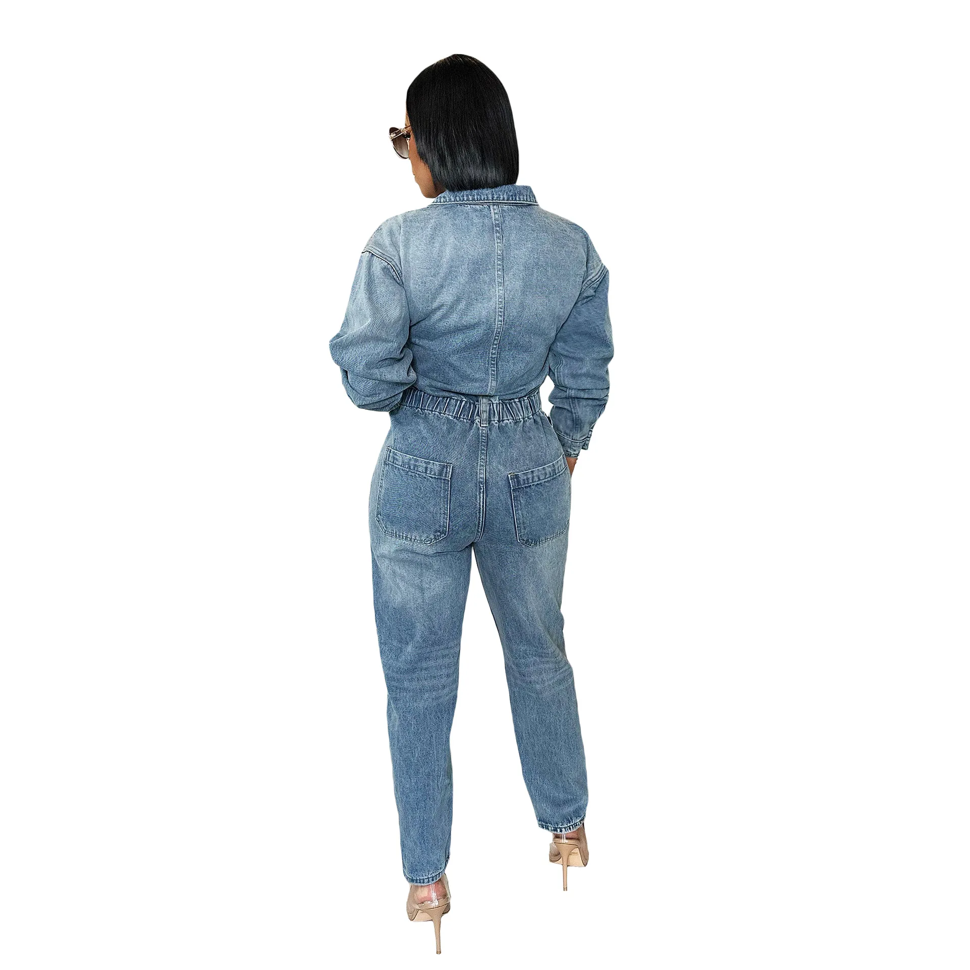Plus Size Denim Onesie Sexy Faionable Dameskleding midden Taille Lange Broek Katoen Sexy Eendelig Pak voor Vrouwen