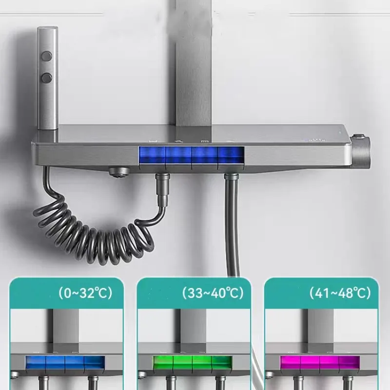 Imagem -05 - Temperatura Constante Chuveiro Arma Cinza Inteligente Display Digital Chuveiro do Agregado Familiar Terno Piano Chave Pressurizado Torneira do Chuveiro