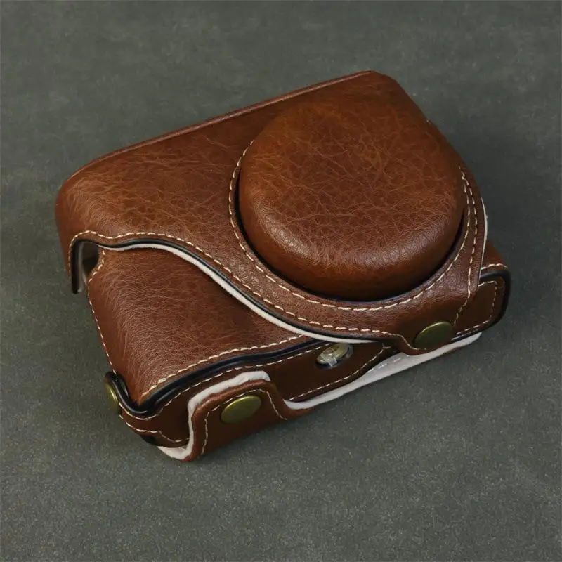 For Lumix Tz99/Zs99 Camera Bag Half Cover Pu Leather Protective Case Anti-fall Scratchproof Travel Storage Crossbody Bags