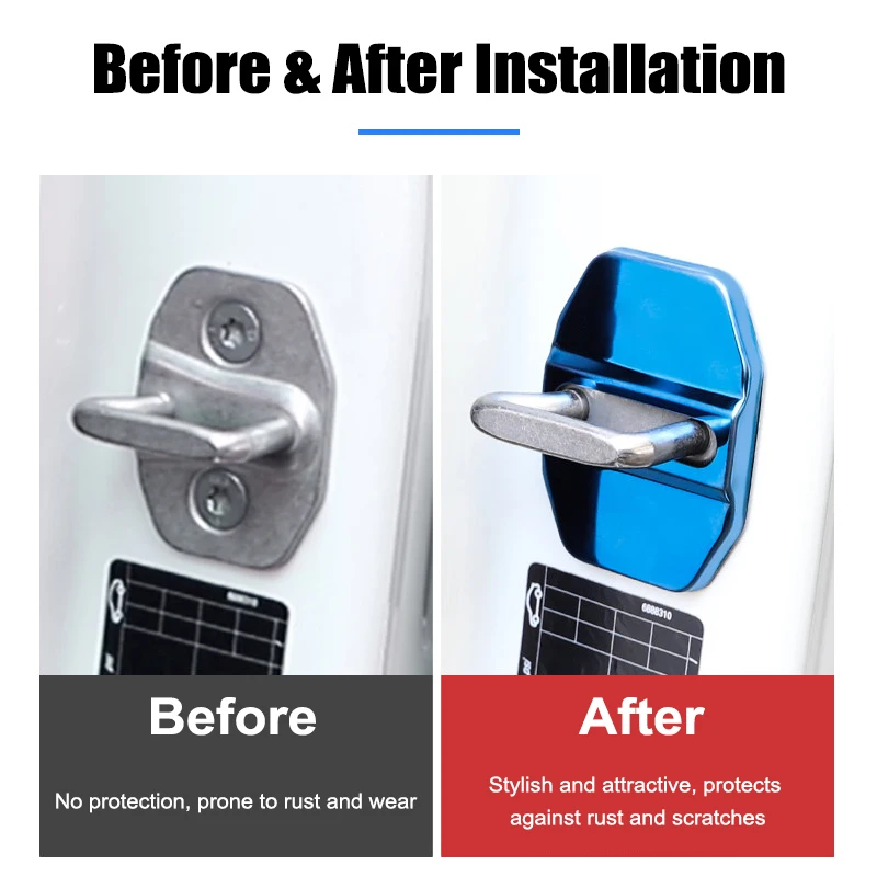 2/4Pcs Universal Car Door Lock Protection Cover Car Door Lock Protectors Anti-rust Rustproof Sleeve Auto Decoration Accessories