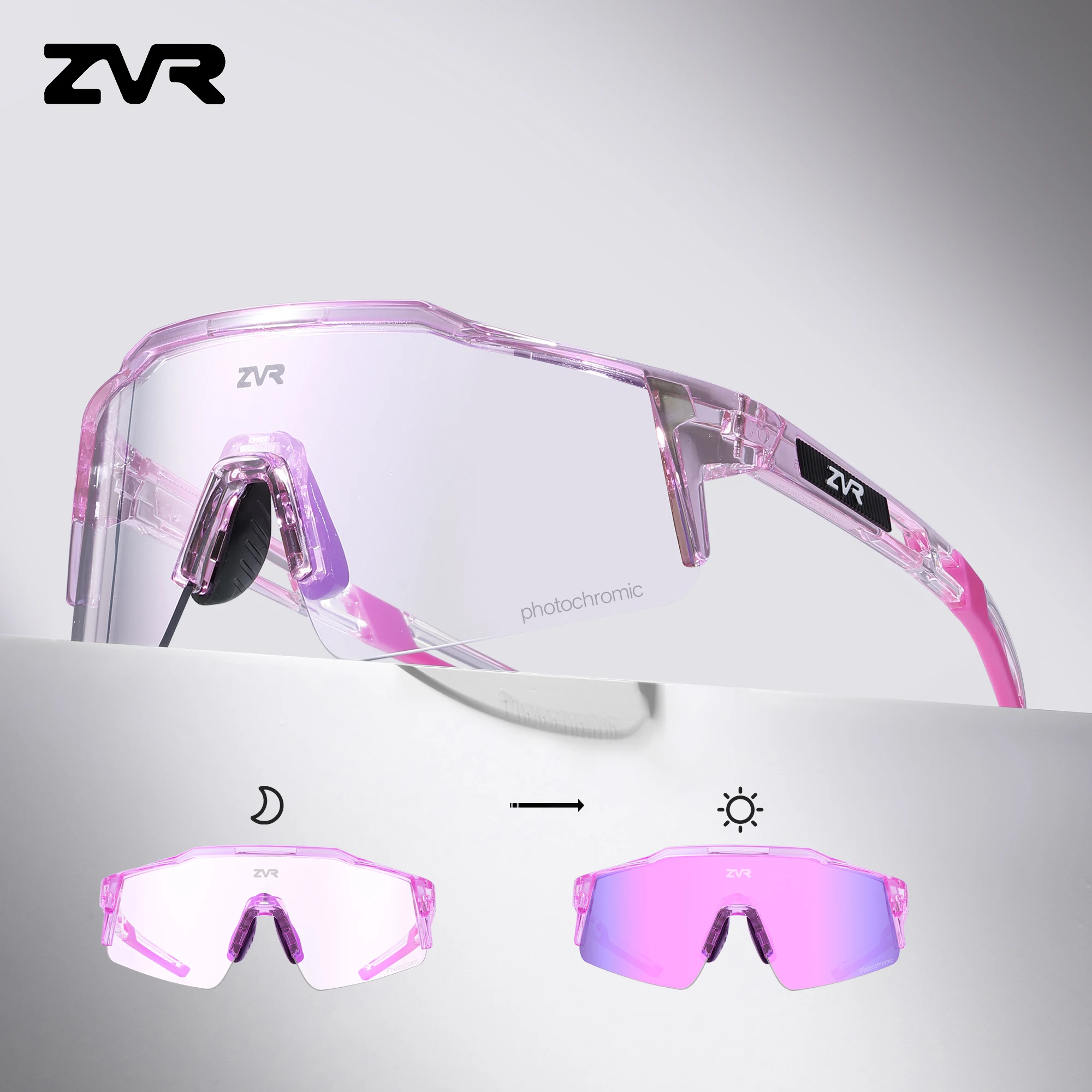 ZVR Photochromic Cycling Glasses UV400 Sunglasses Outdoor Sport Bicycle Eyewear MTB Racing Lightweight Flexible Goggles