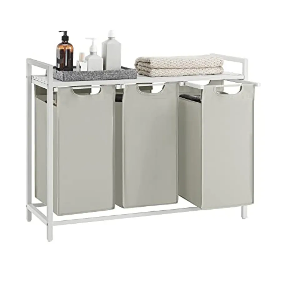 

Laundry Hamper with 3 Pull-Out and Removable Bags for Efficient Sorting Durable Metal Frame 3 x 10.6 Gallons 40 L Capacity Shel