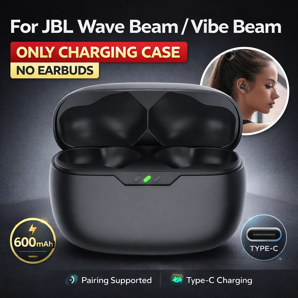 Étui de recharge pour JBL Wave Beam / Vibe Beam, 600 mAh, type C, compatible, étui de remplacement uniquement