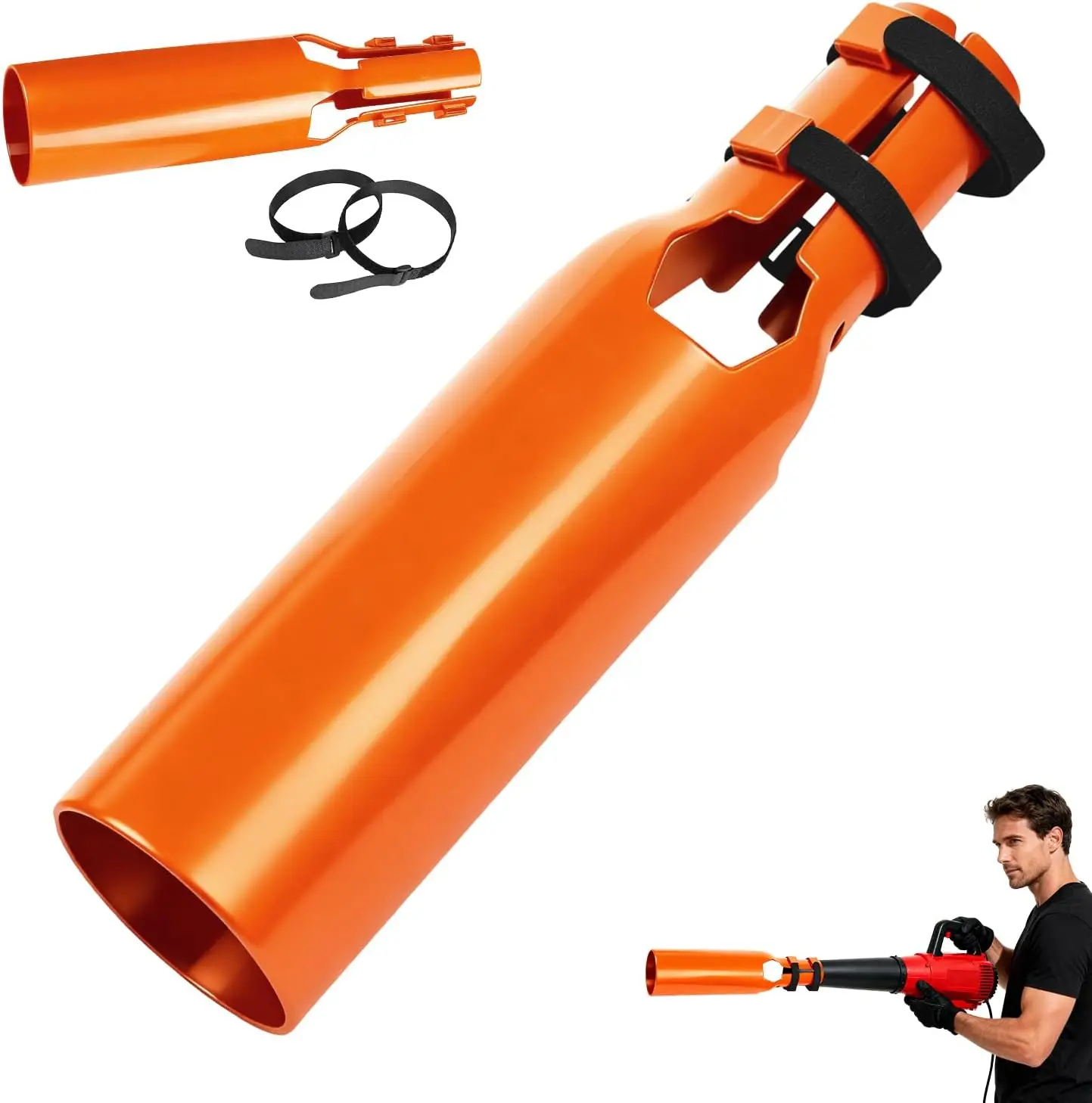 

Upgraded Leaf Blower Air Booster Extension Attachment for 2-4 Inch Circular Nozzle Orange Power Tool Accessory