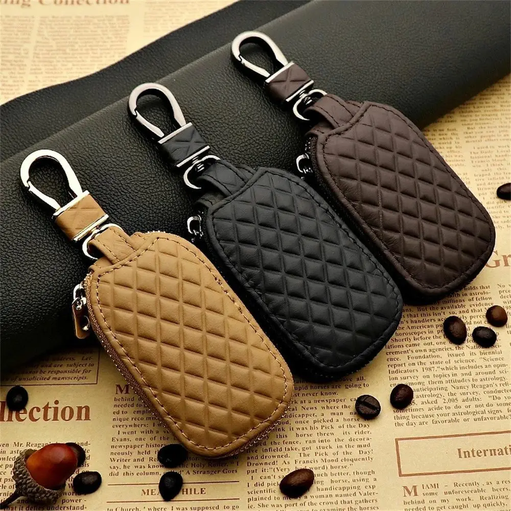 PU Leather Car Key Bags Women Men Key Holder Case Unisex Zipper Hook Key Pouch Key Holder High-end Key Organizer Charm Gifts