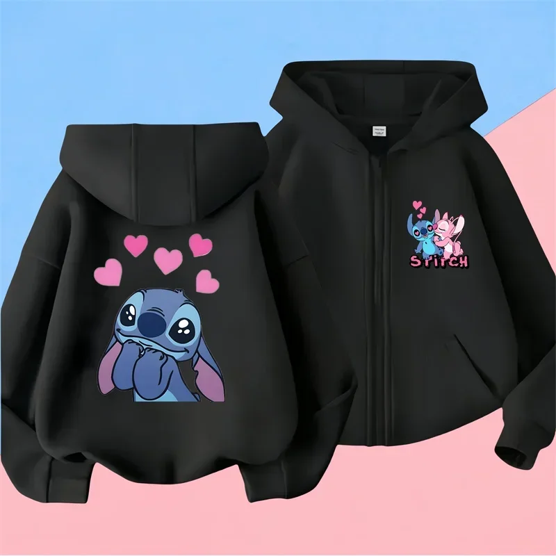 Children\'s Stitch zipper Hoodie Boy Girl 3-14 Toddler Kids Tops Stitch Print Hoody Long Sleeve Sweatshirt Spring Autumn Clothing