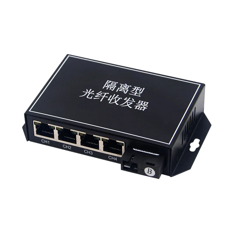 Gigabit Isolated VLAN Media Converter 20KM Single Mode Single Fiber 1 SC to 4 RJ45 Ethernet Fiber Converter