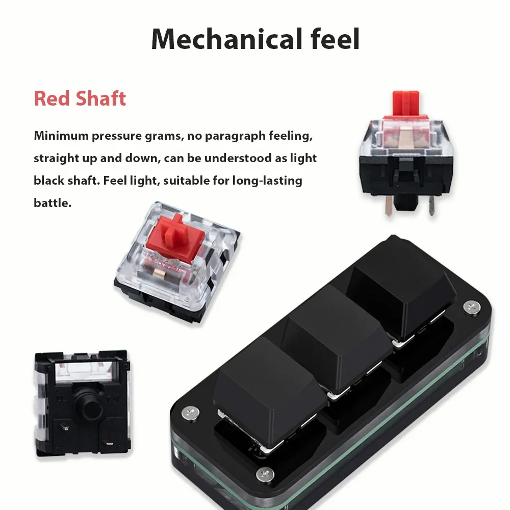 3-button mechanical keyboard with RGB red switch Hot-swappable macro custom copy-paste and Photoshop hotkey keyboard