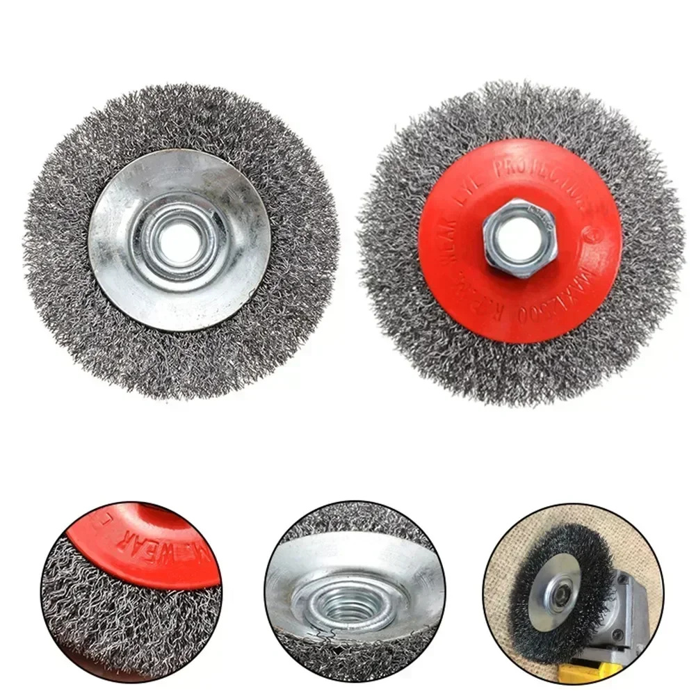 100mm Stainless Steel Wire Brush Bevel Polishing Wheel Rust Remover Brushes For Angle Grinder Electric Drill Thread