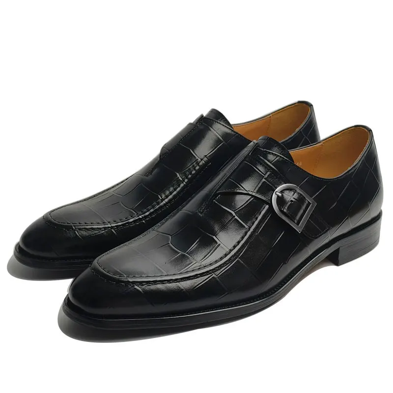 High-End Men's Leather Shoes Genuine Leather Monk strap Office Dress Shoes Special Design Good Price Man Oxfords Shoes Wholesale