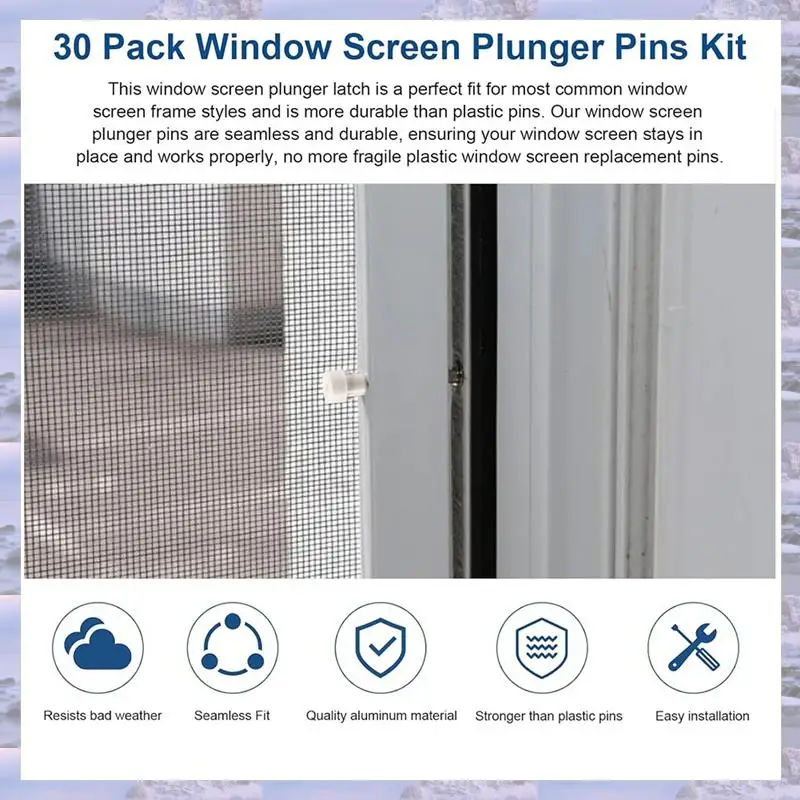 

T85C-30 Pack Window Screen Plunger Latches 5/32 Inch X 1-1/2 Inch,For Aluminum Window Screens,Plunger Latch Clips