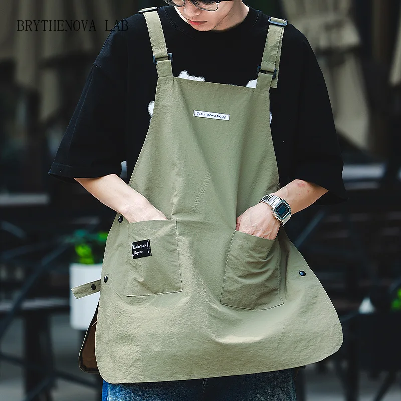 Fashionable Japanese Work Apron Can be worn in both Front and Large Back Capacity Pockets Waterproof and Breathable Coveralls