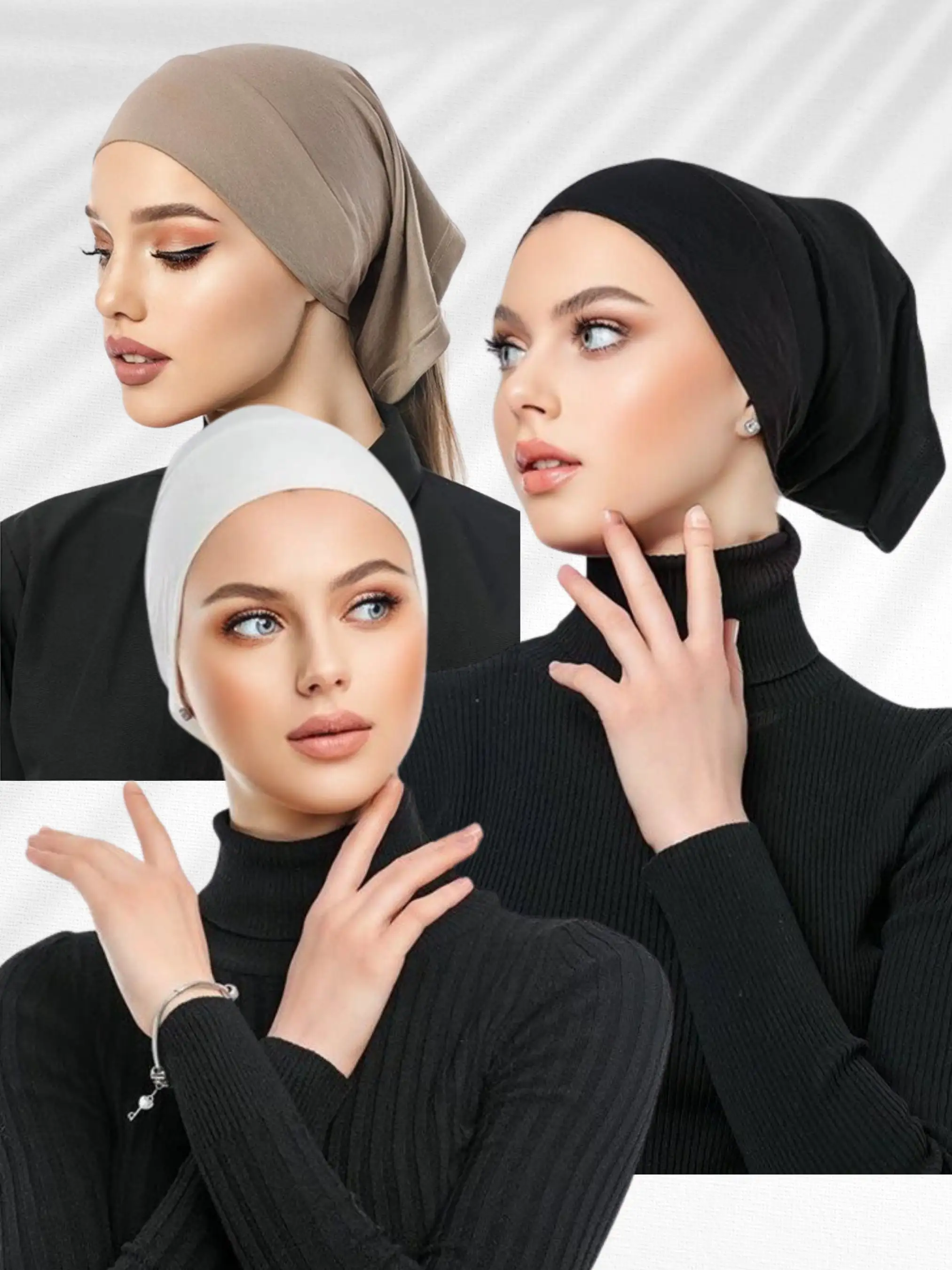 

2024 New Inner Hijab Caps Muslim Stretch Jersey Cap Islamic Underscarf Bonnet Female Headscarf Turbante Turban Mujer