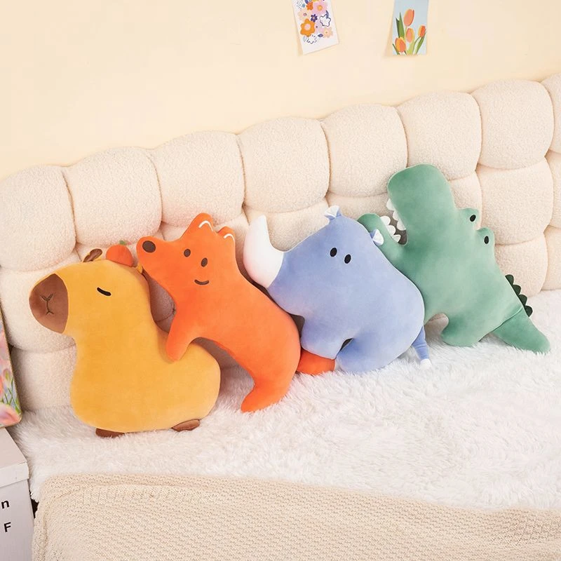 45cm brinquedo de pelúcia bonito de animais sexuais opostos raposa encosto de cabeça capivara rinoceronte crocodilo pano boneca almofada um presente de aniversário