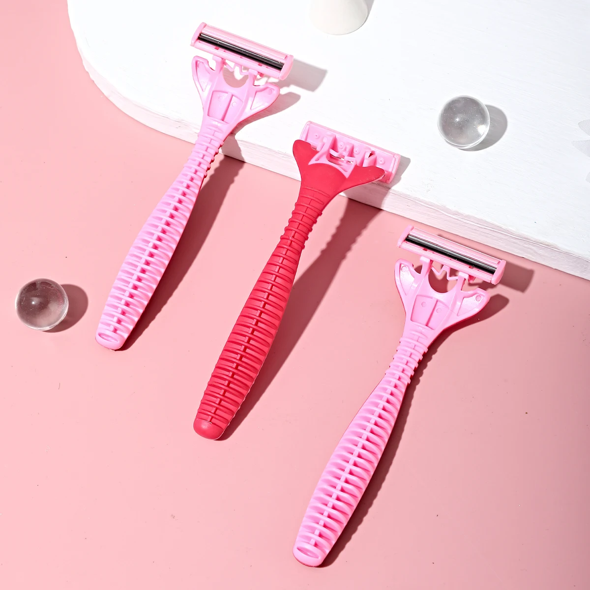 3PCS/Set 3Blades Manual Razor for Women Plastic Rubber Handle Leg Arm Face Down Bikini Hair Shaving Remove Tool 4 Color Choices