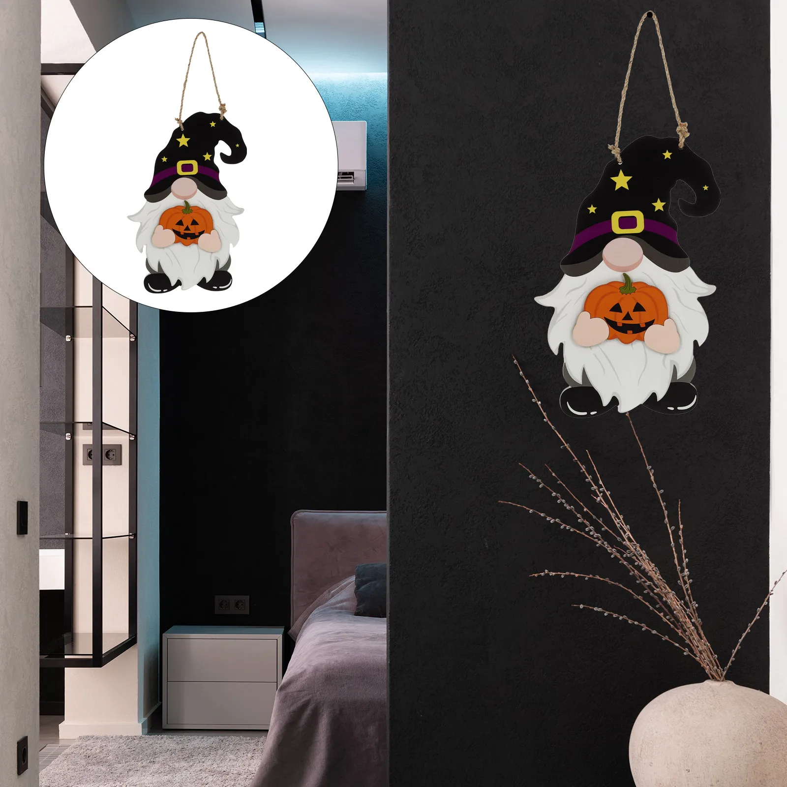 

Wooden Hanging Door Sign Gnome Garden Ornament Festival Doorplate Adorable Door Decor Home Hanging Craft