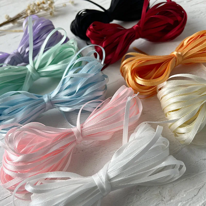 Ruban de soie coloré 3mm X10m, corde tressée, ruban décoratif, accessoires de vêtements de poupée faits à la main