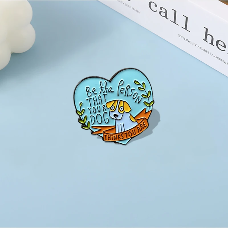 Pins Custom Puppy Heart Shape Brooches Lapel Badges Pet Animal Jewelry Gift for Kids Dog Parents Dog Person Enamel