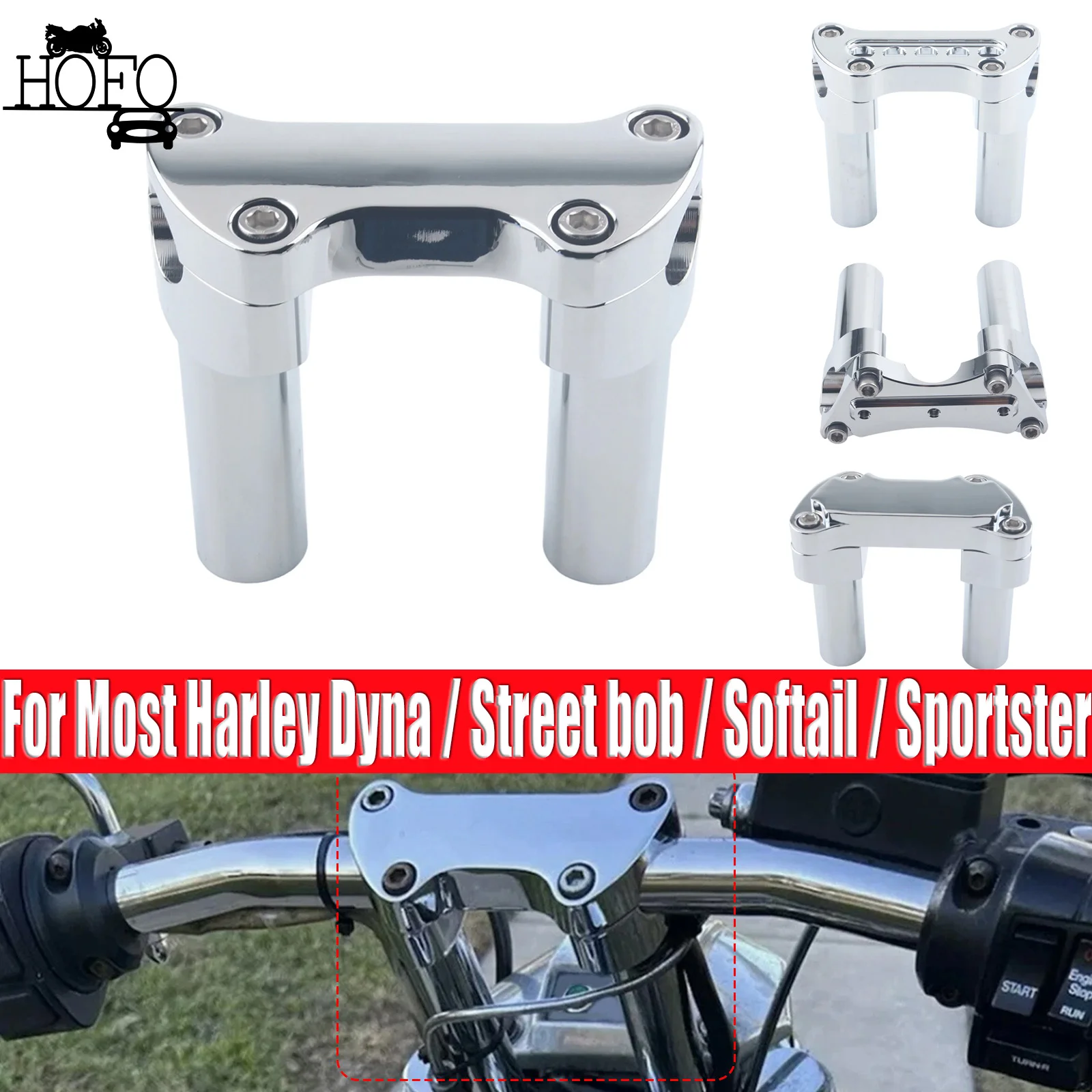 

For Most Harley-Davidson Dyna / Street bob / Softail / Sportster 4" Straight Handlebar Risers 1" Top Clamp